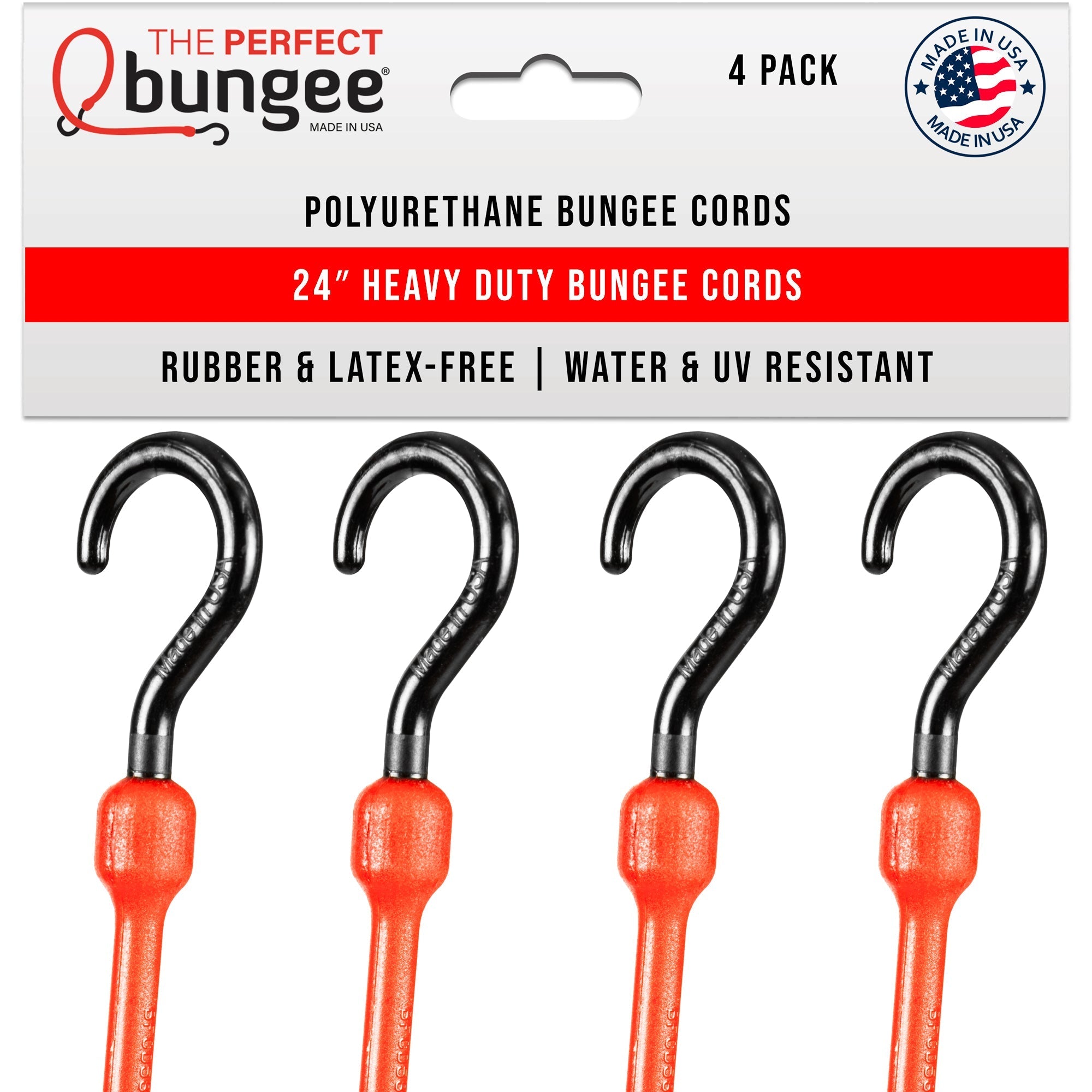 24" Heavy Duty Poly Bungee Cord 4 Pack