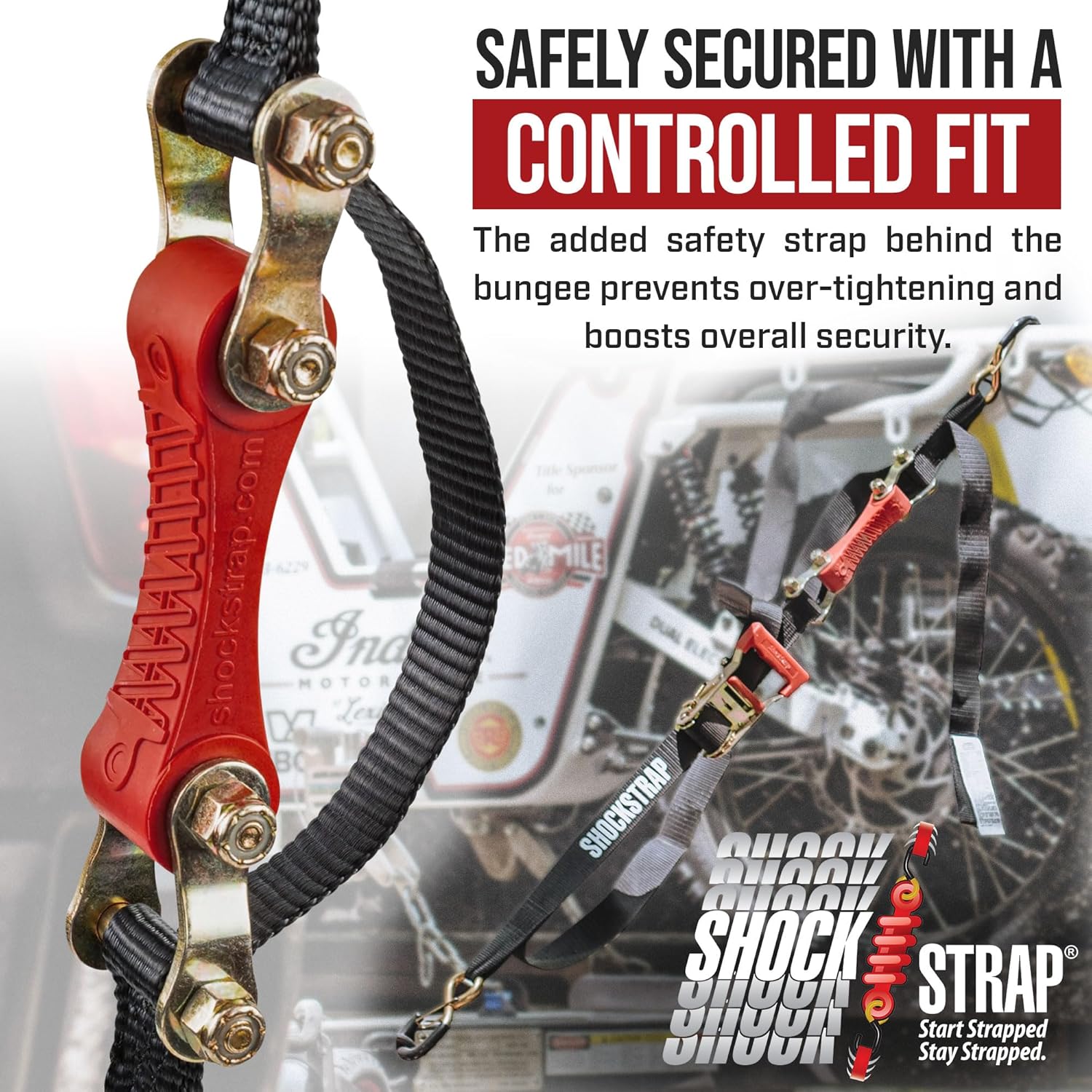 SHOCKSTRAP 10 ft x 1 in Ratchet Strap with Clip Hooks | Constant Tension | 1,500 lb Break Strength | 500 lb Working Load Limit