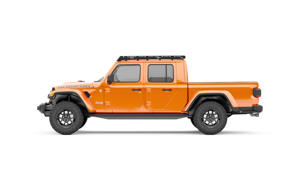 Sherpa JT QDHD jeep gladiator roof rack installed on a 2020-2026 Gladiator with the hardtop on